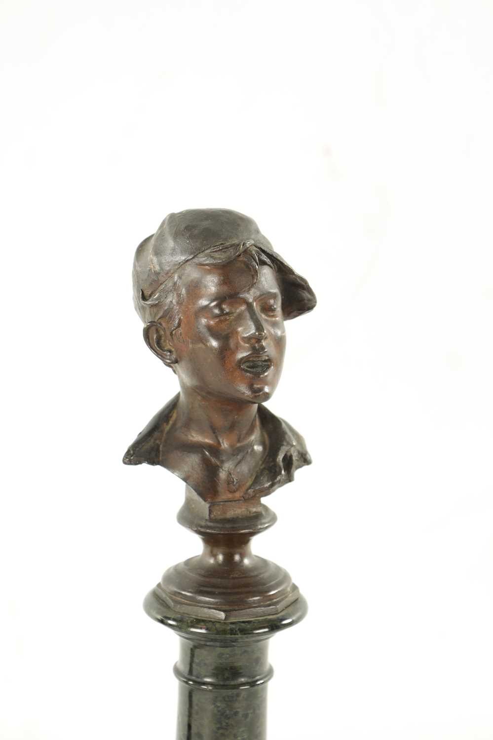 A MATCHED PAIR OF LATE 19TH CENTURY BRONZE MINIATURE BUSTS - Image 4 of 6