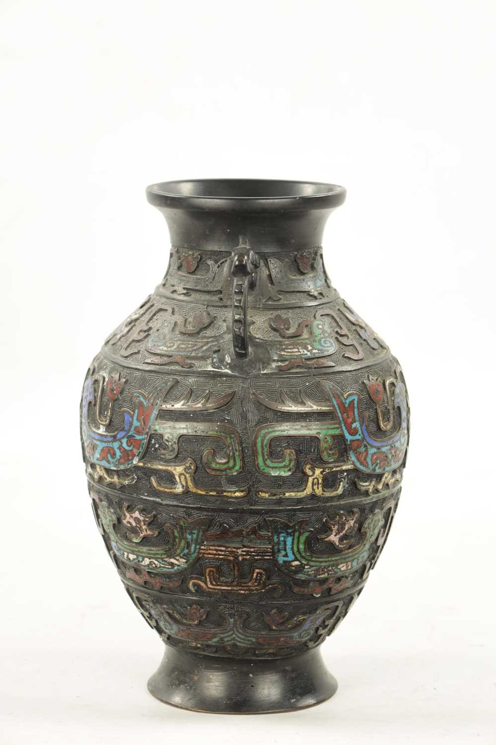 A CHINESE BRONZE AND CLOISONNE ENAMEL VASE - Image 5 of 7