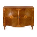 A FINE AND IMPORTANT GEORGE III SERPENTINE TULIPWOOD AND MARQUETRY MAHOGANY COMMODE ATTRIBUTED TO CH