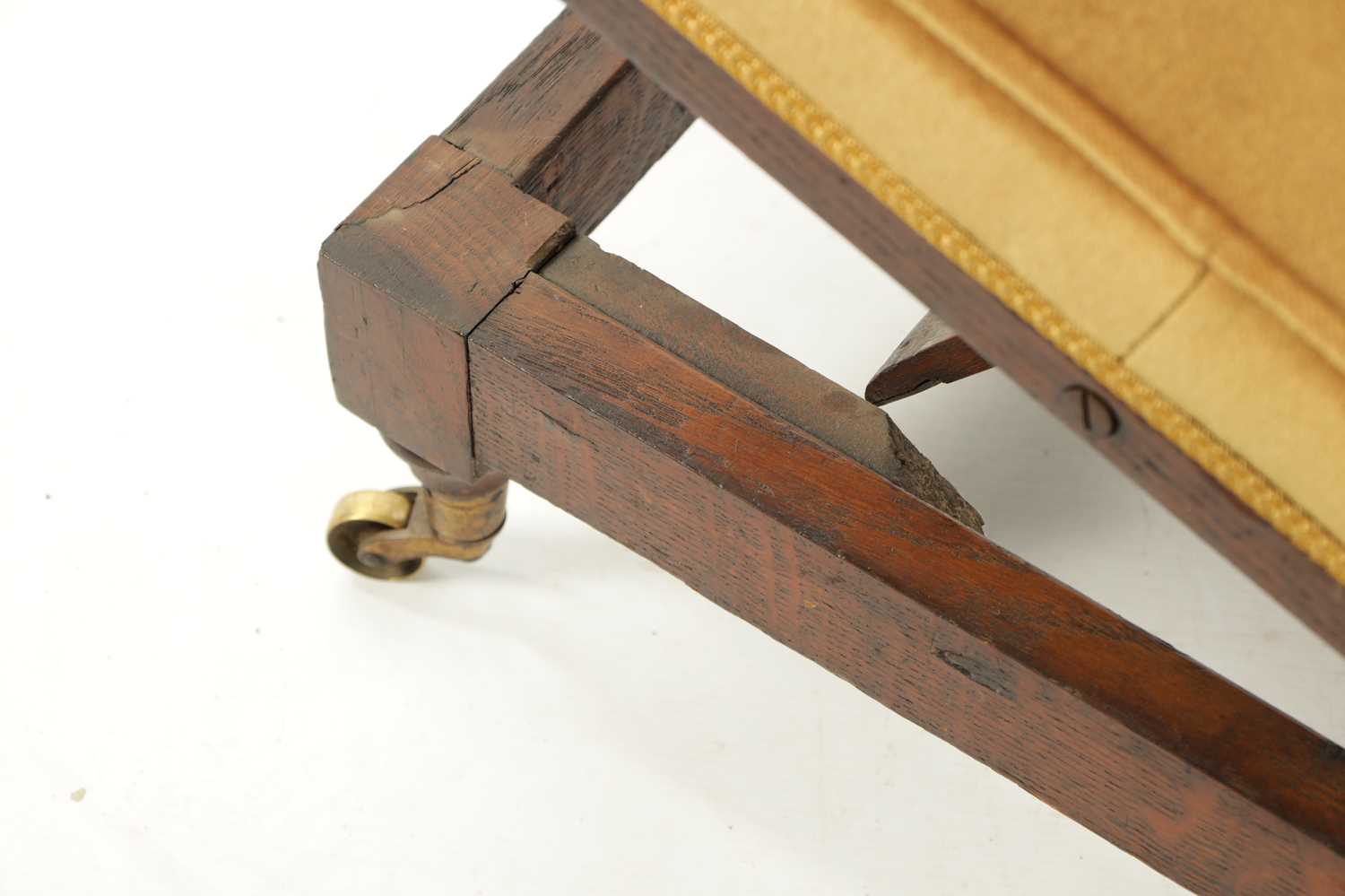 A WILLIAM IV OAK AND UPHOLSTERED ADJUSTABLE GOUT STOOL - Image 2 of 3