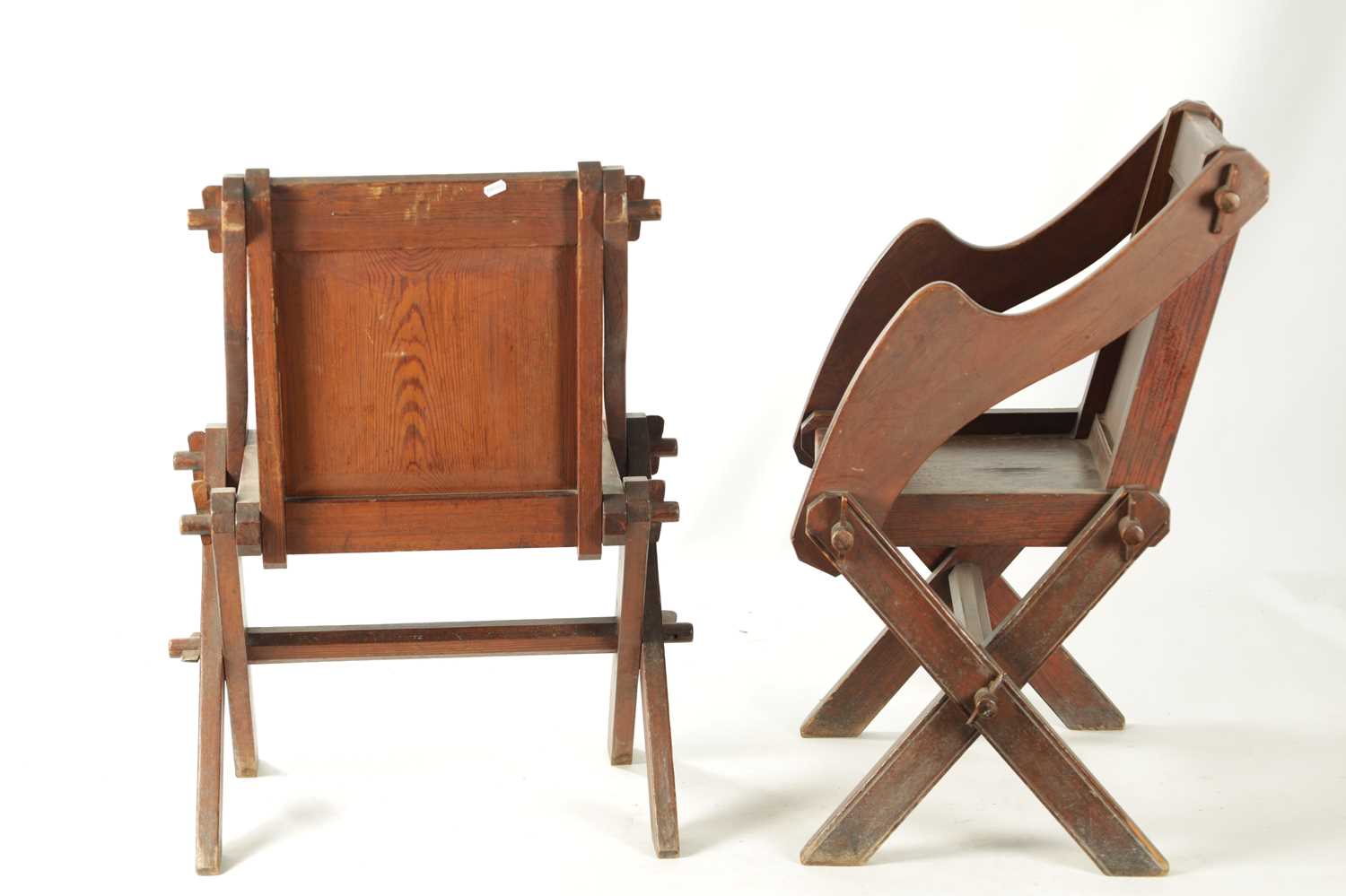 A PAIR OF LATE 18TH CENTURY PITCH PINE GLASTONBURY CHAIRS - Image 7 of 7