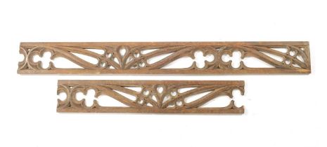 TWO PIECES OF CARVED OAK GOTHIC TRELIS WORK