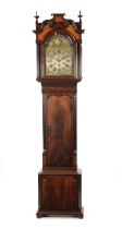 JAMES SANDIFORD, MANCHESTER. A GEORGE III FIGURED MAHOGANY EIGHT-DAY QUARTER STRIKING LONGCASE CLOCK