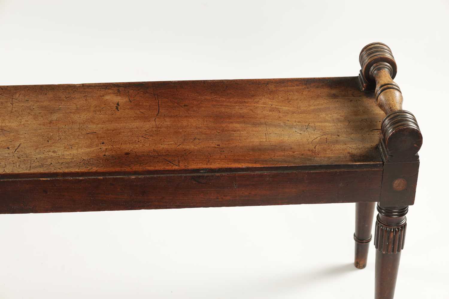 A WILLIAM IV MAHOGANY HALL BENCH OF LARGE SIZE - Image 8 of 10