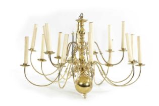 A LARGE 20TH CENTURY BRASS HANGING LIGHT