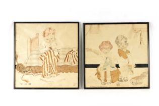 A PAIR OF EARLY 20TH CENTURY WATERCOLOURS OF CHILDREN