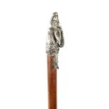 AN EARLY 20TH CENTURY CONTINENTAL SILVER-HANDLED WALKING CANE