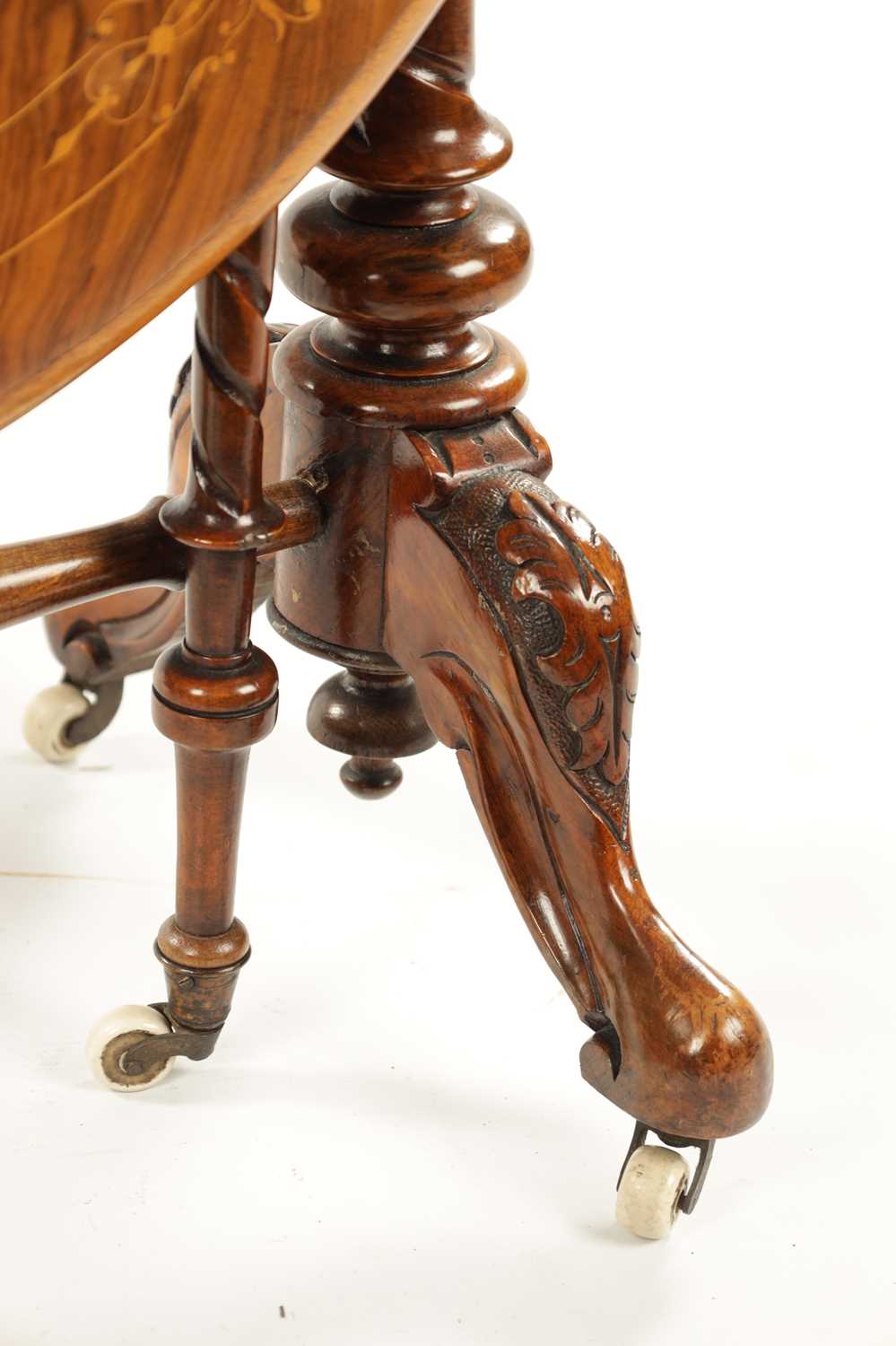 A 19TH CENTURY INLAID WALNUT MINIATURE SUTHERLAND TABLE - Image 2 of 6