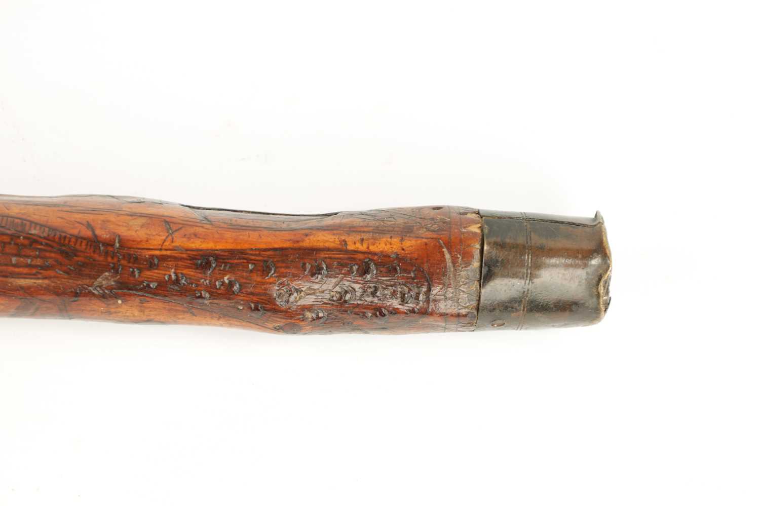 A RARE VICTORIAN FOLK ART CARVED HAWTHORN WALKING STICK DATED 1860 - Image 6 of 7