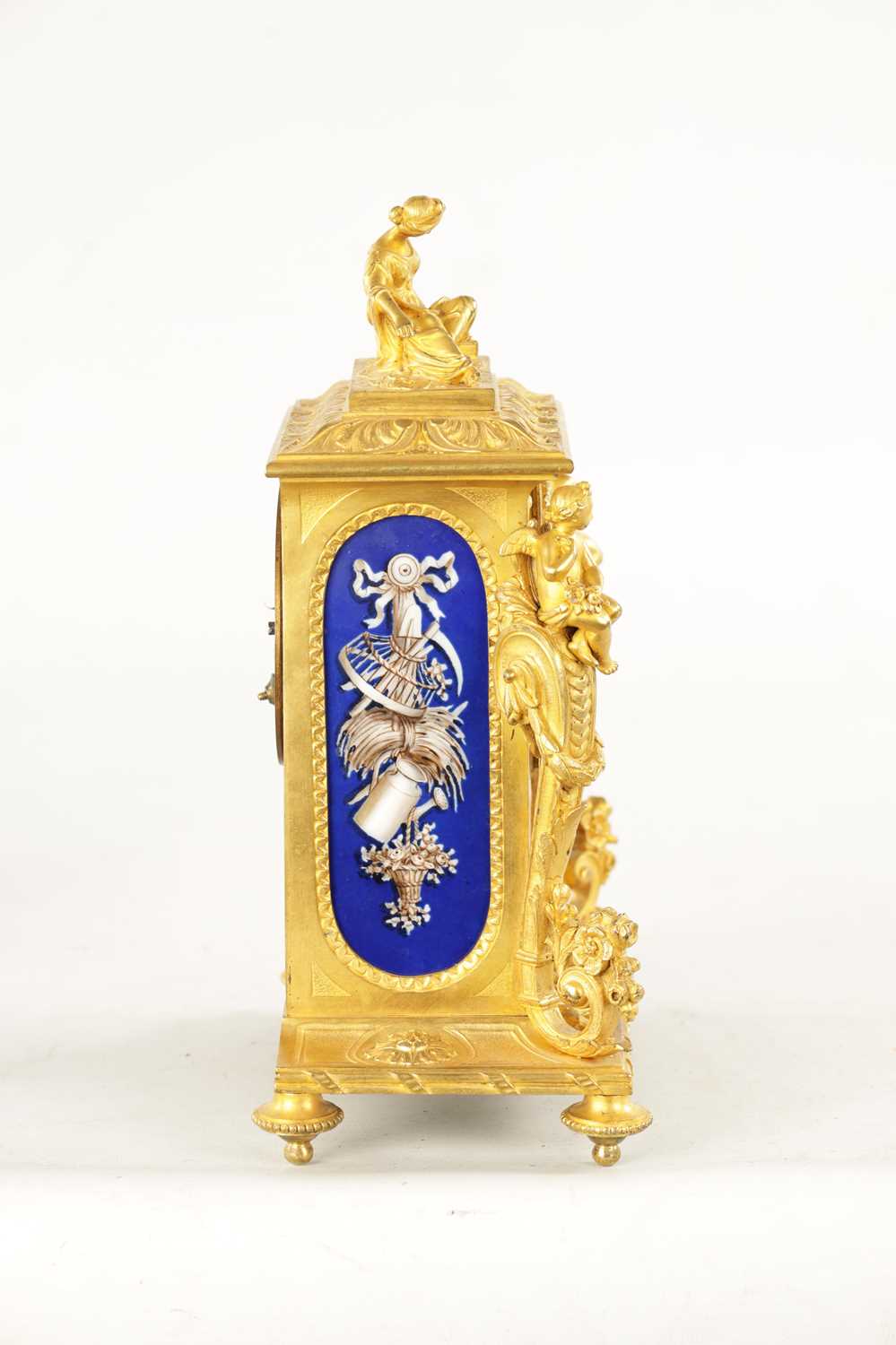 LEROY A PARIS. A 19TH CENTURY FRENCH ORMOLU AND PORCELAIN PANELLED MANTEL CLOCK - Image 10 of 10