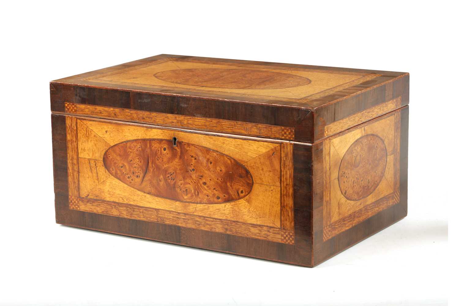 A FINE 19TH CENTURY SPECIMEN WOOD INLAID BOX