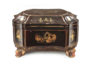 A 19TH CENTURY CHINESE EXPORT CHINOISERIE TEA CADDY