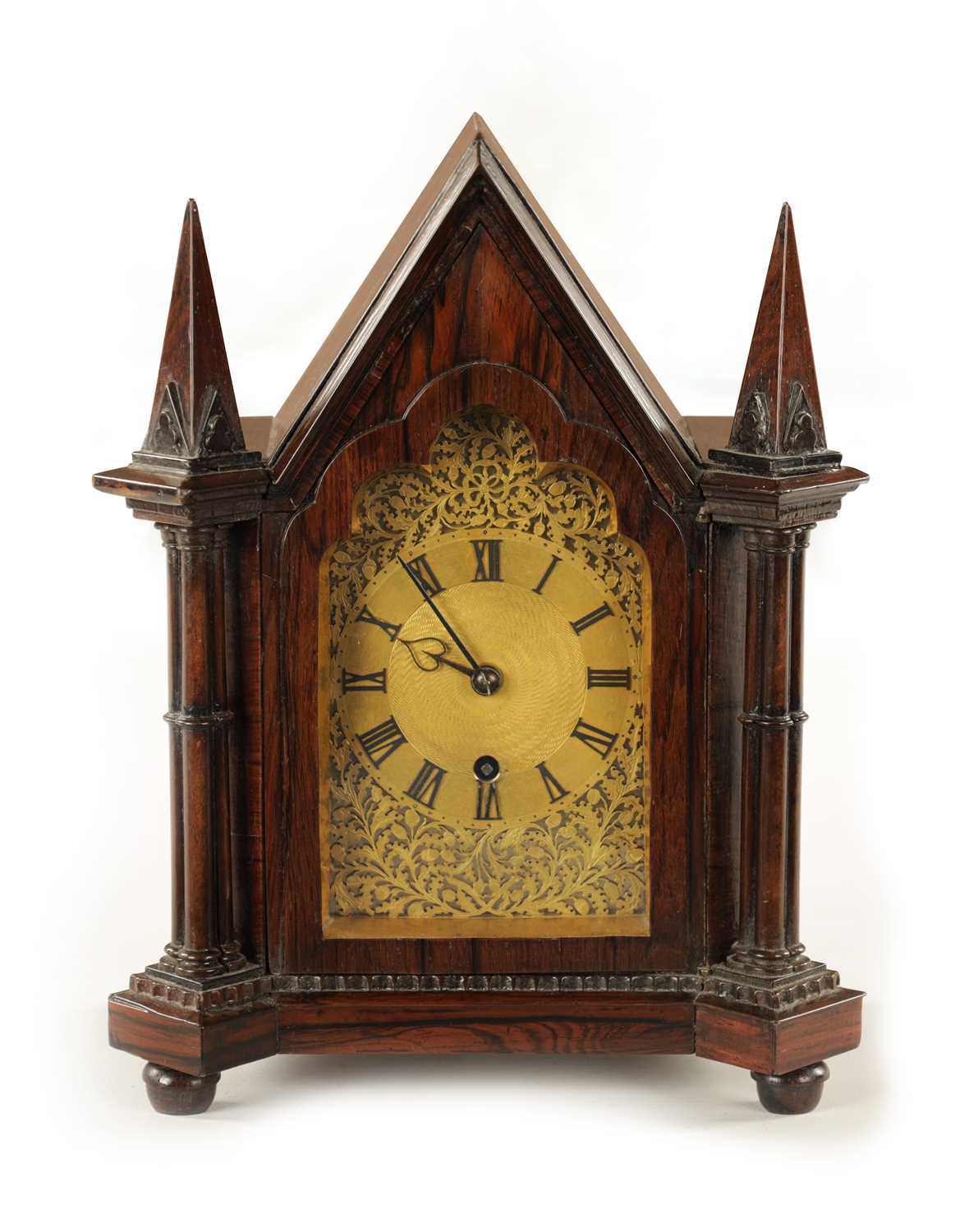 VINER, LONDON. A SMALL LATE REGENCY ENGLISH ROSEWOOD FUSEE MANTEL CLOCK
