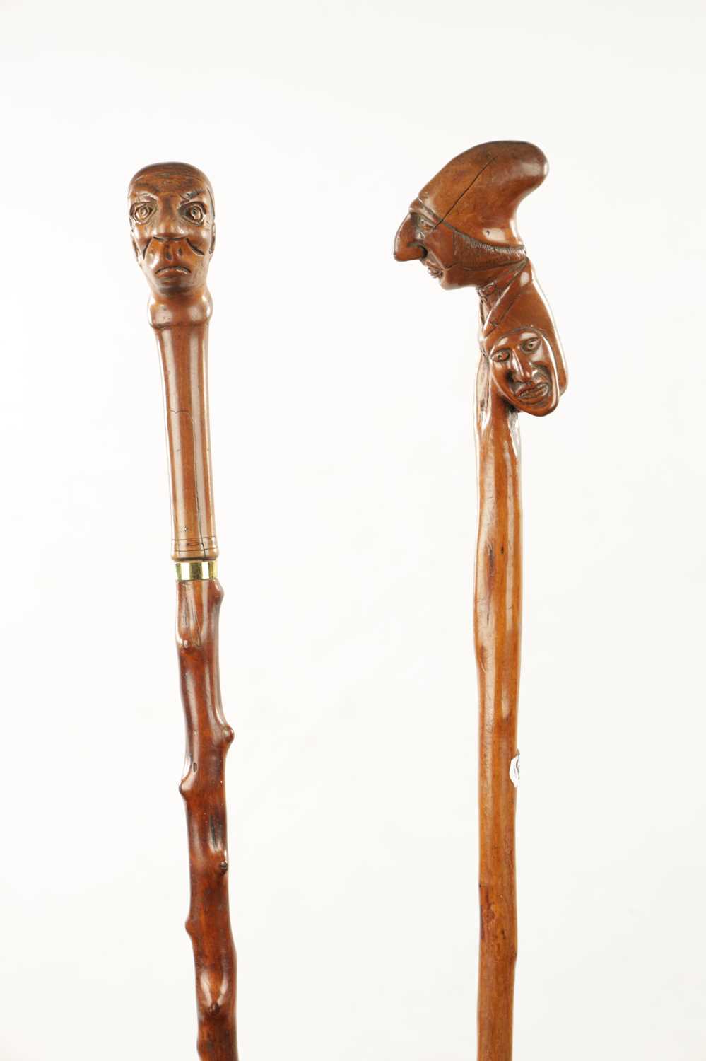 TWO LATE 19TH CENTURY FOLK ART CARVED WALKING CANES - Image 2 of 7