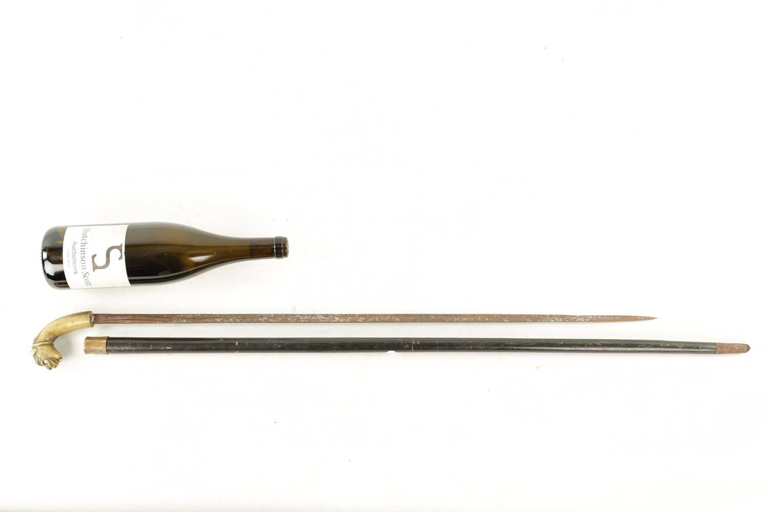 A 19TH CENTURY EUROPEAN BRASS HANDLE SWORD STICK - Image 3 of 7