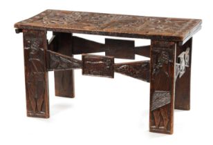 A CARVED HARDWOOD ASHANTI NATIVE OCCASIONAL TABLE