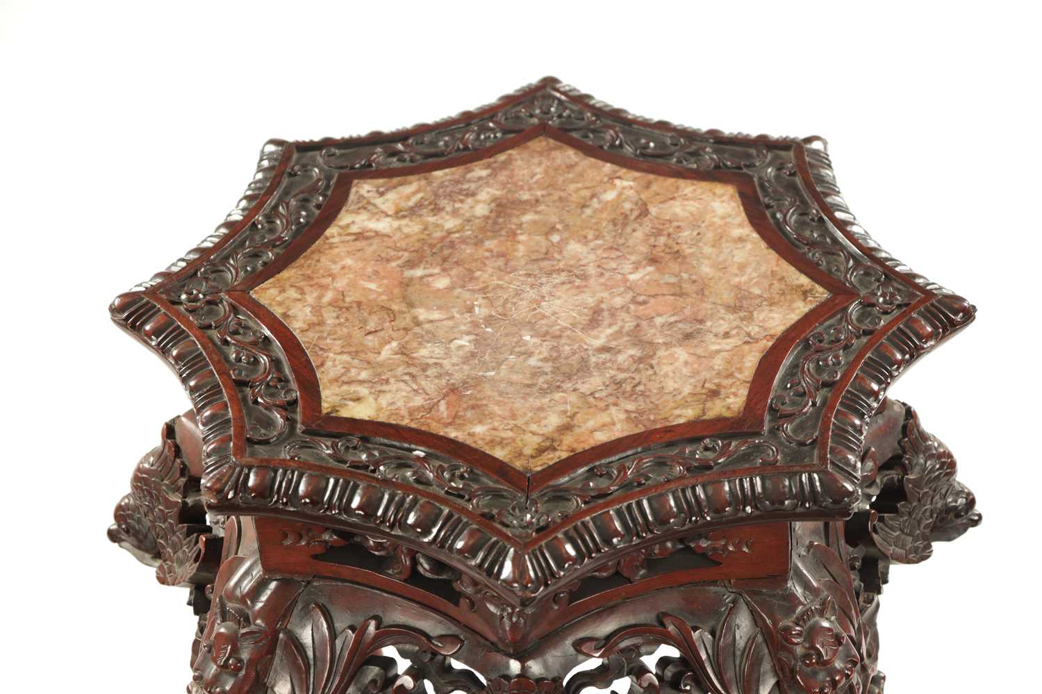 A 19TH CENTURY CHINESE CARVED HARDWOOD JARDINIERE STAND - Image 3 of 6