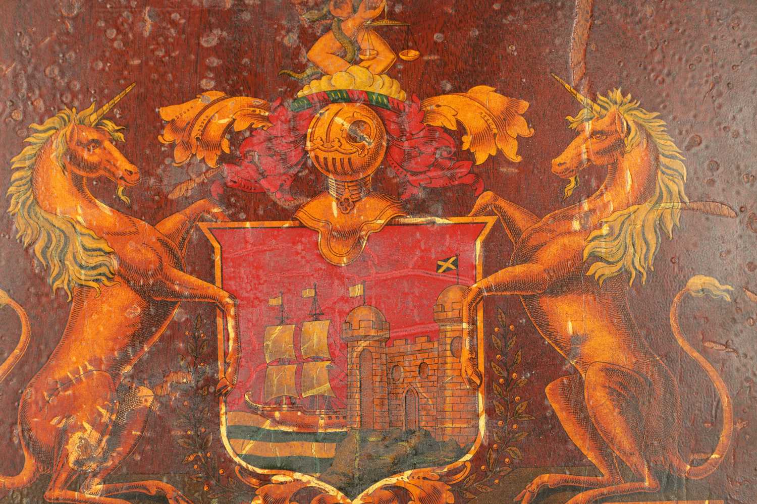 A 19TH CENTURY PAINTED COAT OF ARMS PANEL OF BRISTOL - Image 4 of 5