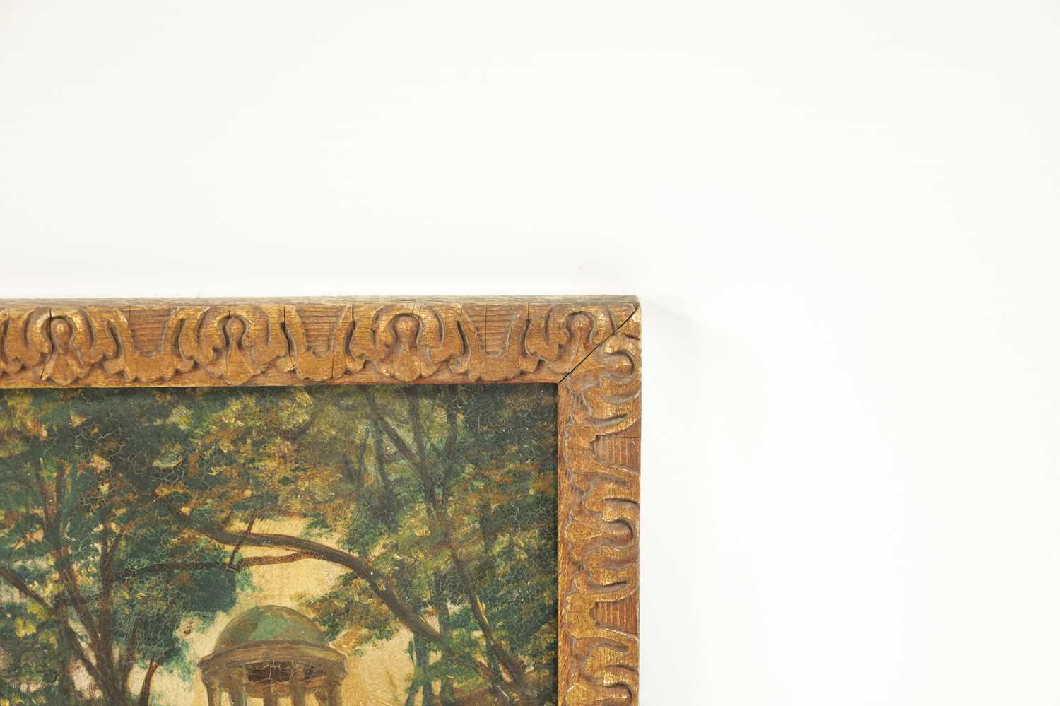 A EDWARDIAN OIL ON PANEL DEPICTING LADIES AND GENTLEMAN IN A GARDEN SETTING - Image 4 of 5