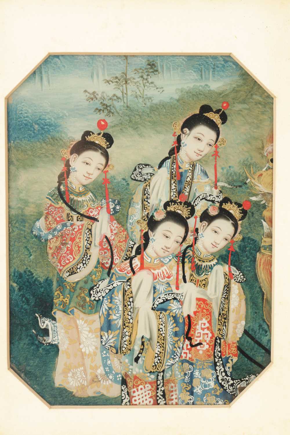 TWO FINE CHINESE LATE 19TH CENTURY WATERCOLOURS - Image 5 of 6