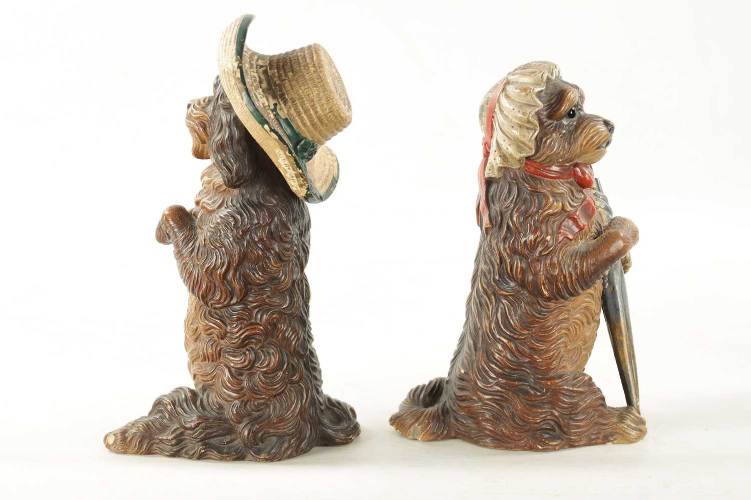 A PAIR OF LATE 19TH CENTURY AUSTRIAN COLD-PAINTED TERRACOTTA MODELS OF DOGS - Image 7 of 8