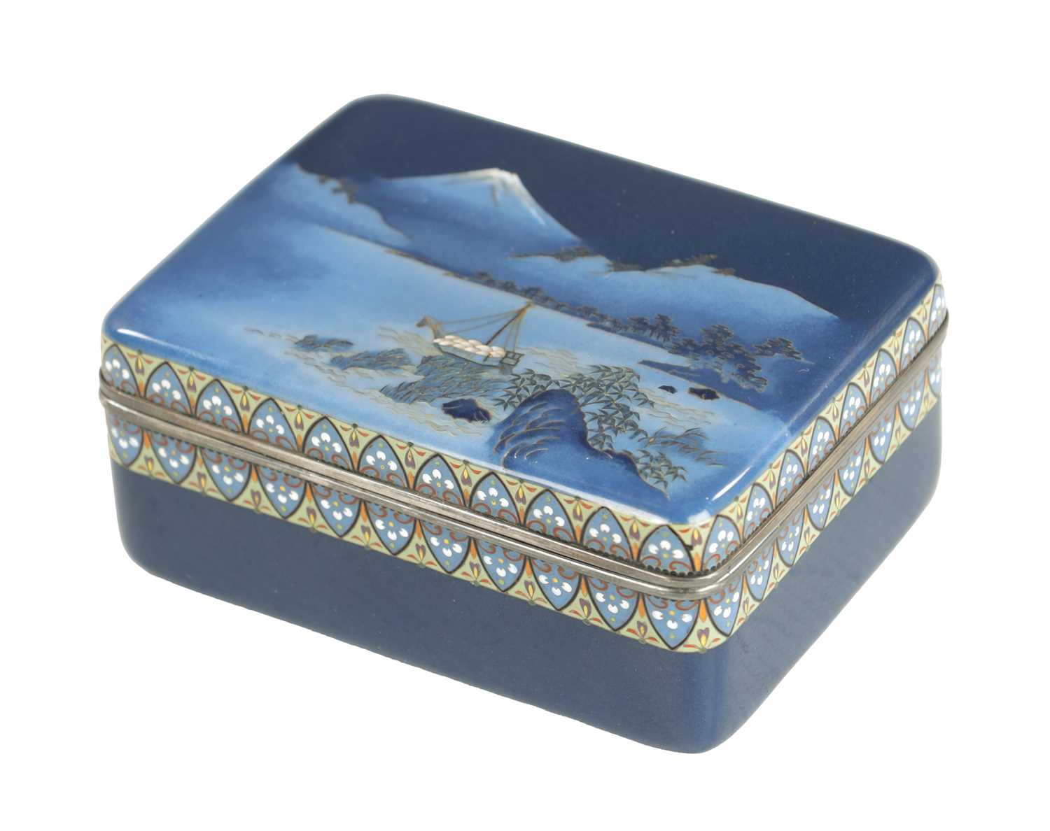 A LATE 19TH CENTURY JAPANESE CLOISONNE ENAMEL BOX AND COVER BY HAYASHI KODENJI