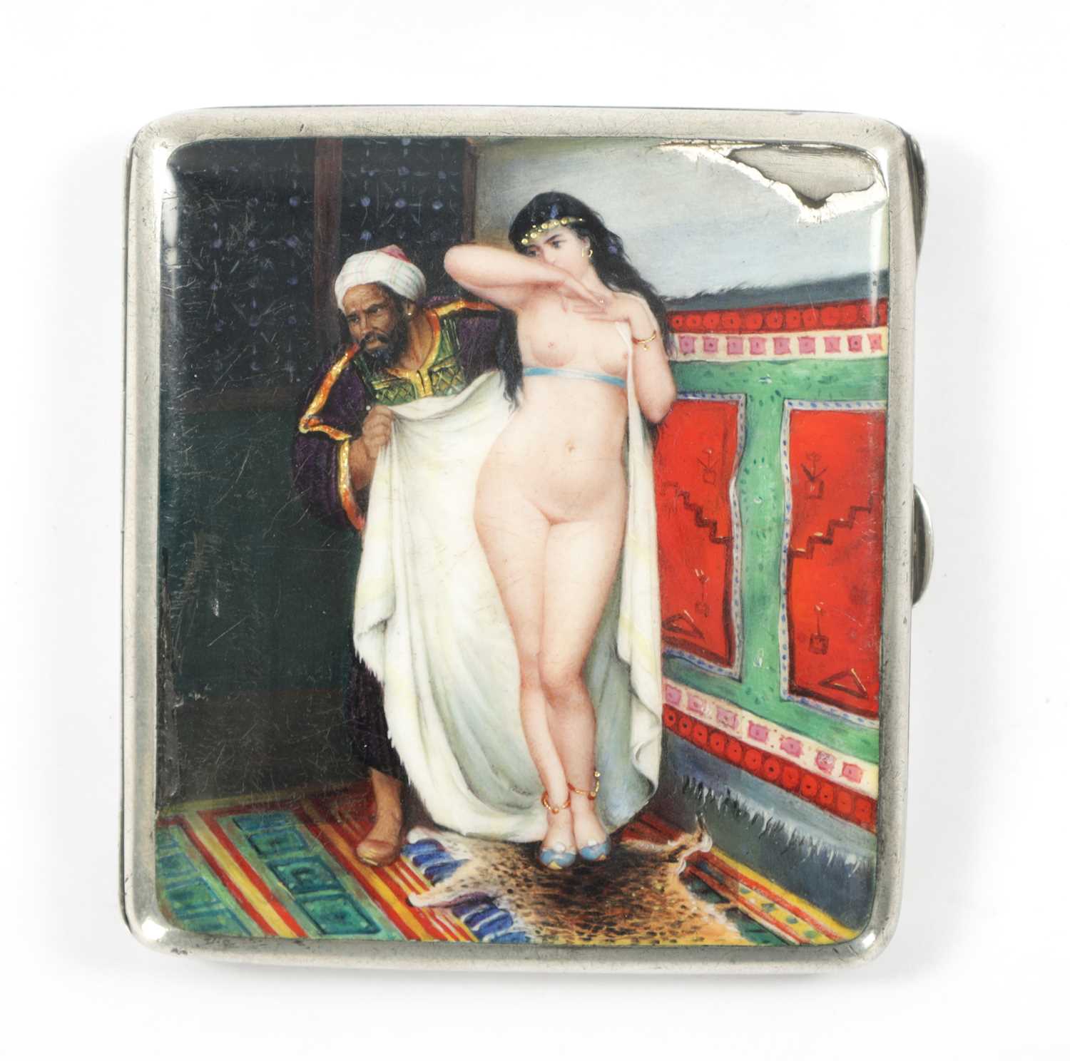 A 19TH CENTURY SILVER AND ENAMEL CIGARETTE CASE