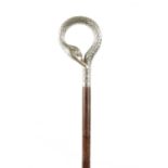 AN EARLY 20TH CENTURY CONTINENTAL SILVER-HANDLED WALKING CANE