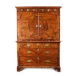 A WILLIAM AND MARY CROSS-BANDED AND GEOMETRICALLY INLAID FIGURED WALNUT CABINET ON CHEST