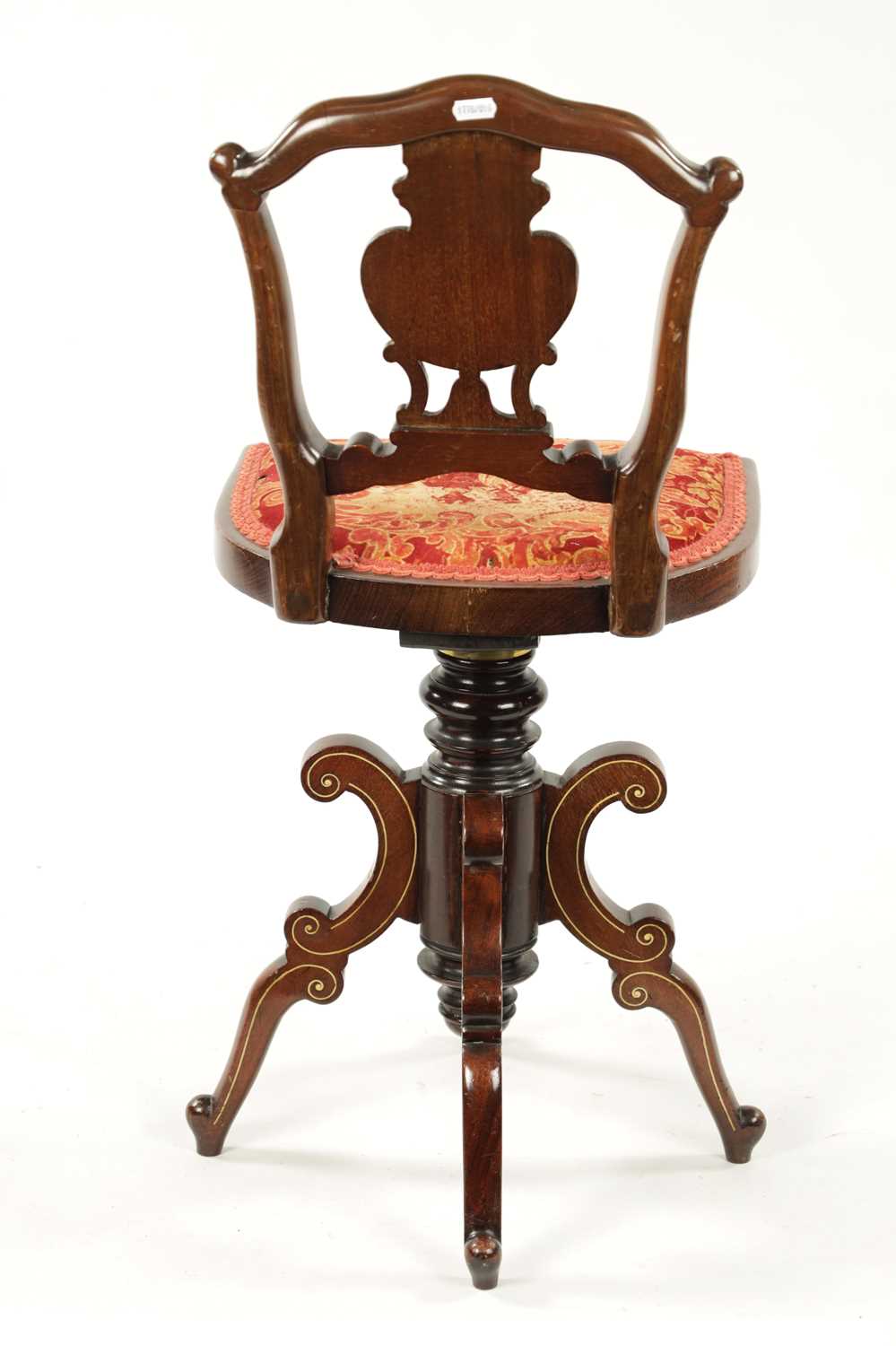A 19TH CENTURY INLAID ROSEWOOD REVOLVING MUSIC CHAIR - Image 5 of 6