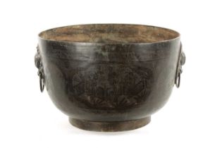 A RARE 17TH/18TH CENTURY CHINESE BRONZE JARDINIERE OF LARGE SIZE
