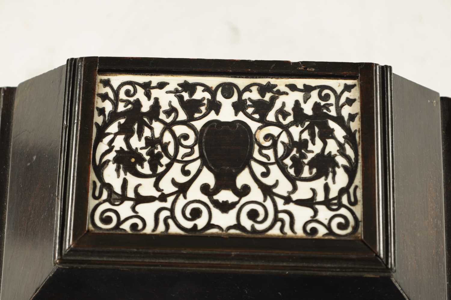 A 17TH CENTURY GERMAN EBONY AND IVORY MINIATURE TABLE CABINET - Image 2 of 19