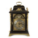 STEPHEN RIMBAULT, LONDON. A GEORGE III EBONISED QUARTER CHIMING VERGE BRACKET CLOCK