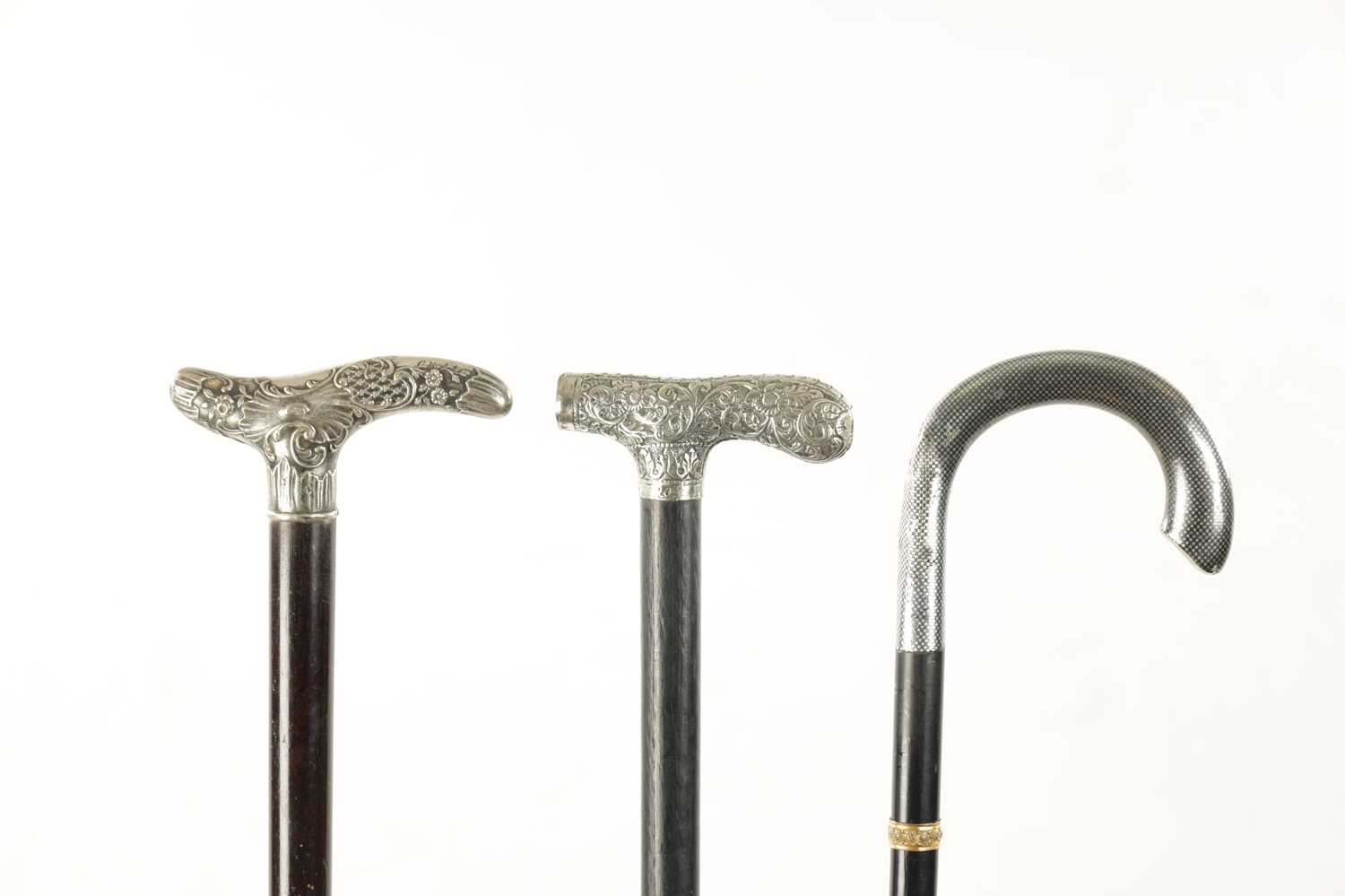 A COLLECTION OF THREE 19TH CENTURY SILVER TOPPED WALKING STICKS - Image 2 of 6