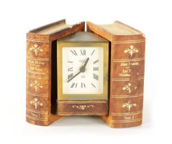 JAEGER, PARIS AN UNUSUAL AND RARE LEATHER COVERED QUARTZ BEDSIDE CLOCK