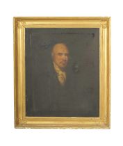 A 19TH CENTURY OIL ON CANVAS BUST PORTRAIT OF A GENTLEMAN