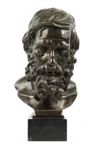 A LATE 19TH / EARLY 20TH CENTURY BRONZE BUST OF SOCRATES