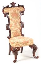 A 19TH CENTURY ROSEWOOD DRAWING ROOM CHAIR