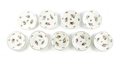 A COLLECTION OF NINE MEISSEN STYLE FLORAL DINNER PLATES