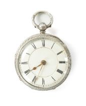 A LATE 19TH CENTURY SILVER OPEN FACED POCKET WATCH NO 52680