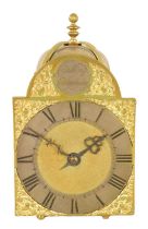 AN 18TH CENTURY BRASS LANTERN CLOCK WITH LATER MOVEMENT