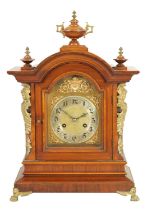 A LATE 19TH CENTURY GERMAN JUNGHANS WALNUT MANTEL CLOCK