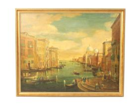 A LARGE 19TH CENTURY OIL ON CANVAS VIEW ON THE GRAND CANEL, VENICE