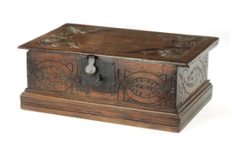 A LATE 17TH CENTURY CARVED OAK DEED BOX