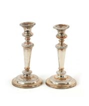 TWO OLD SHEFFIELD SILVER PLATED CANDLESTICKS