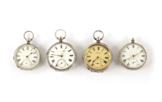 A COLLECTION OF FOUR SILVER CASED GENTLEMEN'S POCKET WATCHES