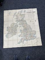 AN ANTIQUE FOLDING MAP OF THE BRITISH ISLES DATED 1873