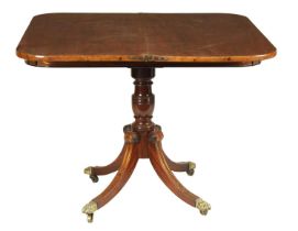 A REGENCY BRASS INLAID MAHOGANY FOLD-OVER TEA TABLE