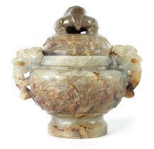 A CHINESE JADE KORO AND COVER