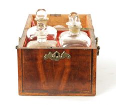 AN EARLY 18TH CENTURY INLAID YEW WOOD VENEERED DECANTER BOX